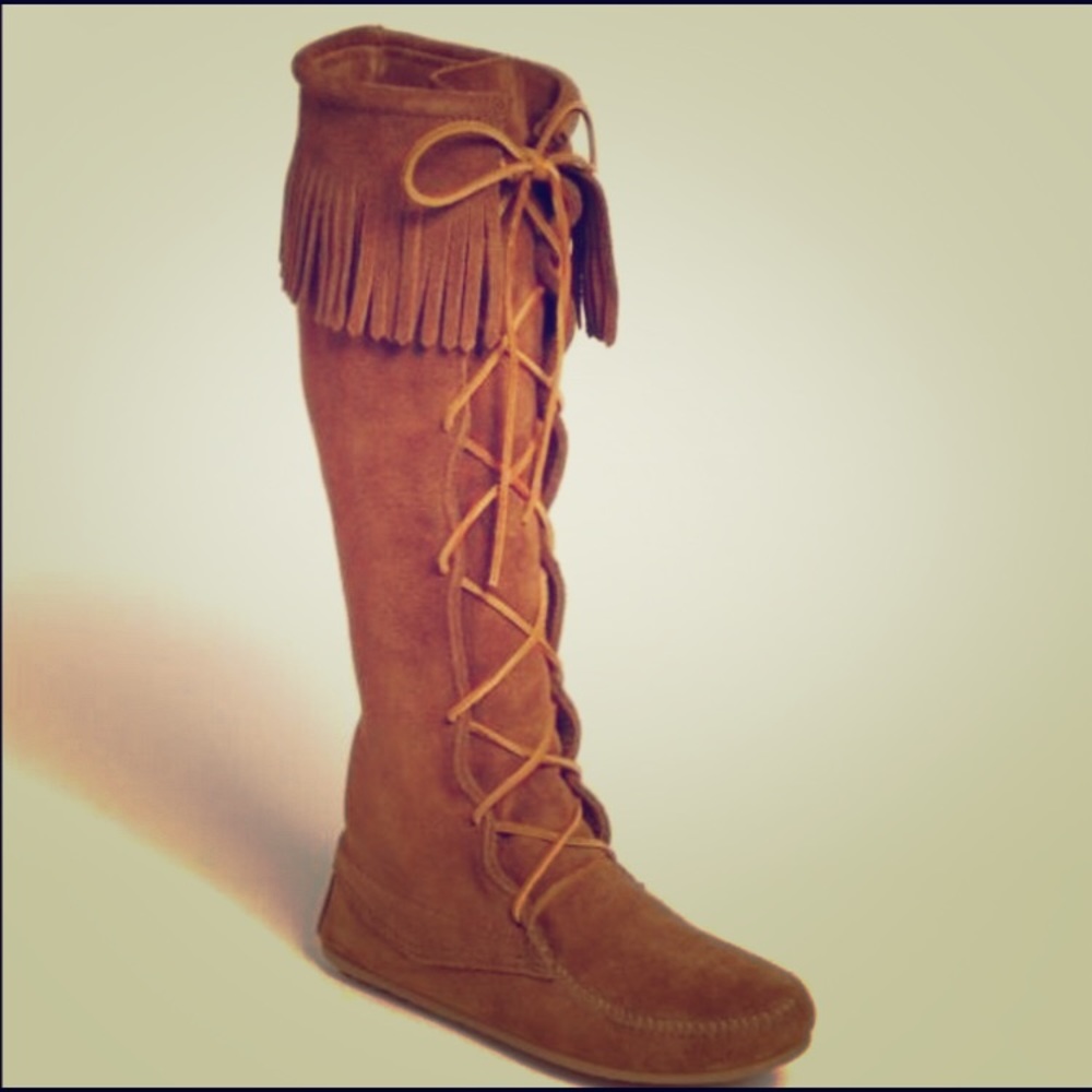 Minnetonka Front Lace Knee High Boots